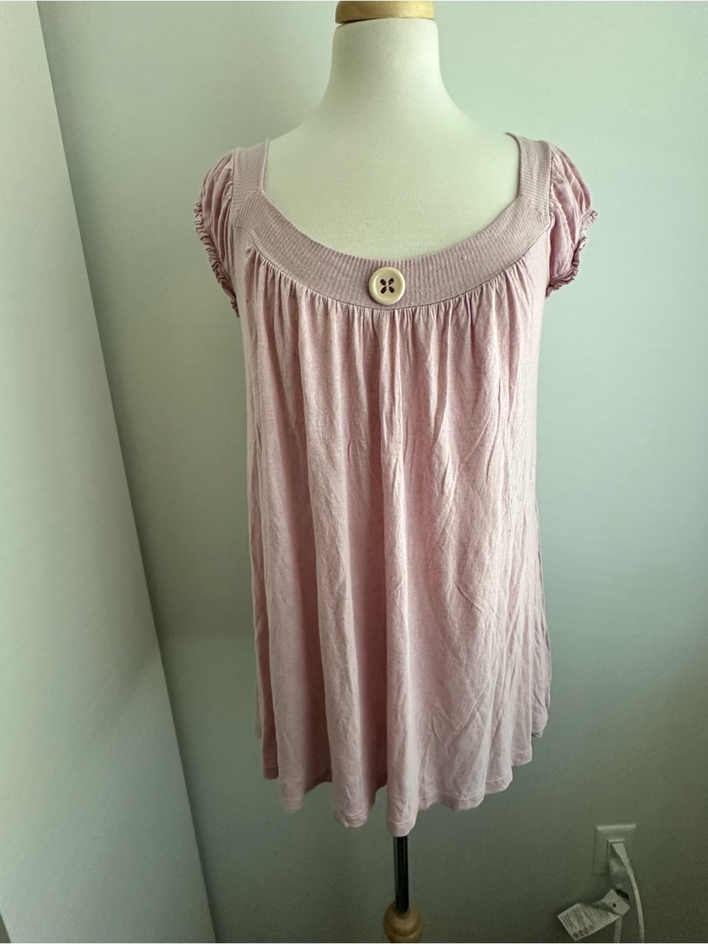 Dusty Pink Scoop Neck Short Sleeve Dress/Made In USA